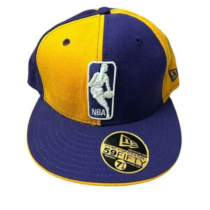 Los Angeles Lakers Hat 7 1/8 Yellow Purple Fitted New Era 59 Fifty NBA Wool